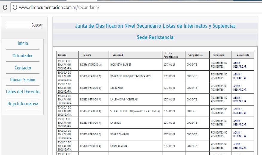 Interinatos y Suplencias Pueden consultarse los listados del