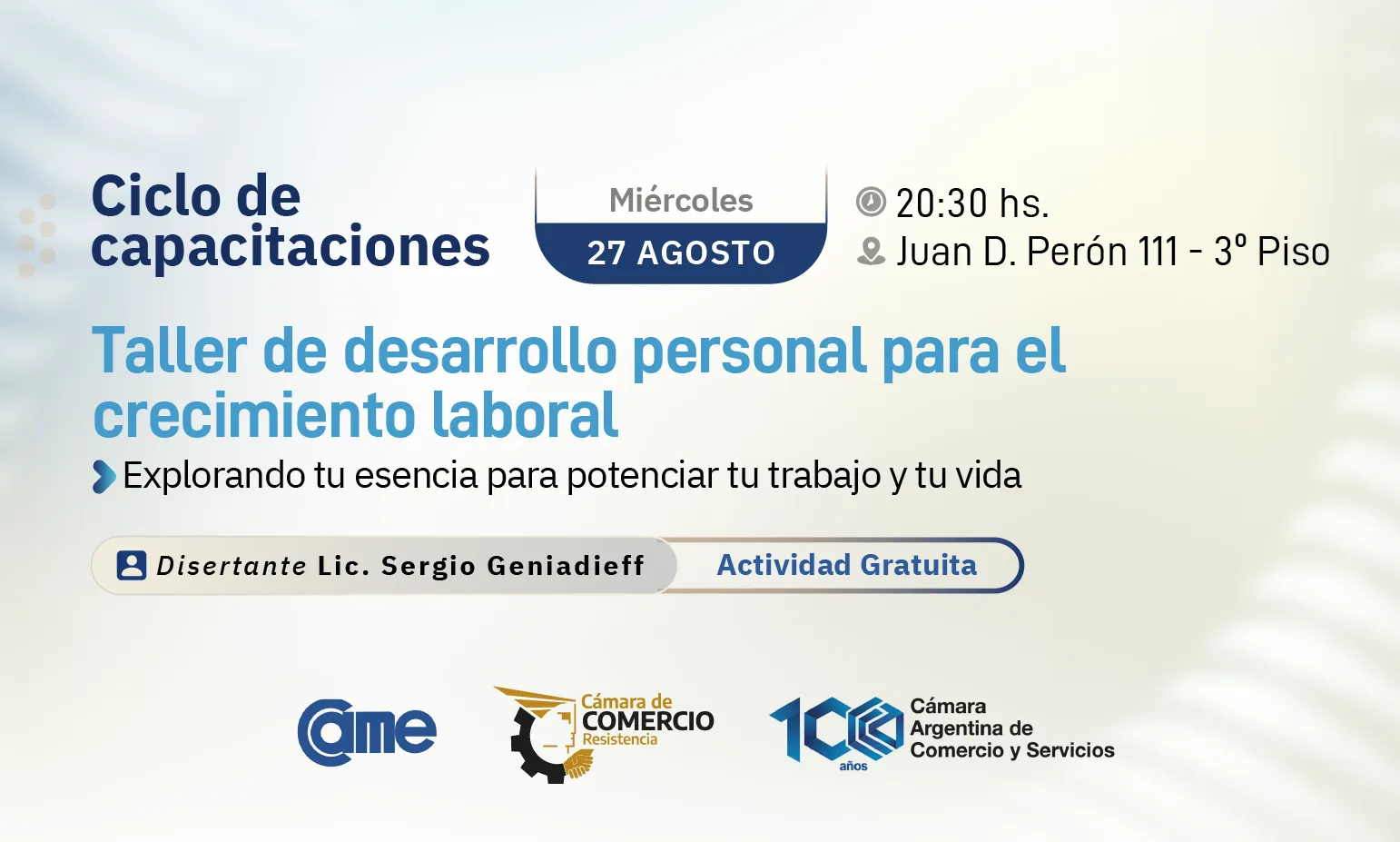 Invitan a Taller de desarrollo personal para el crecimiento laboral