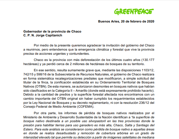 Greenpeace- Natalia Machain a Capitanich- 20-02-21-01