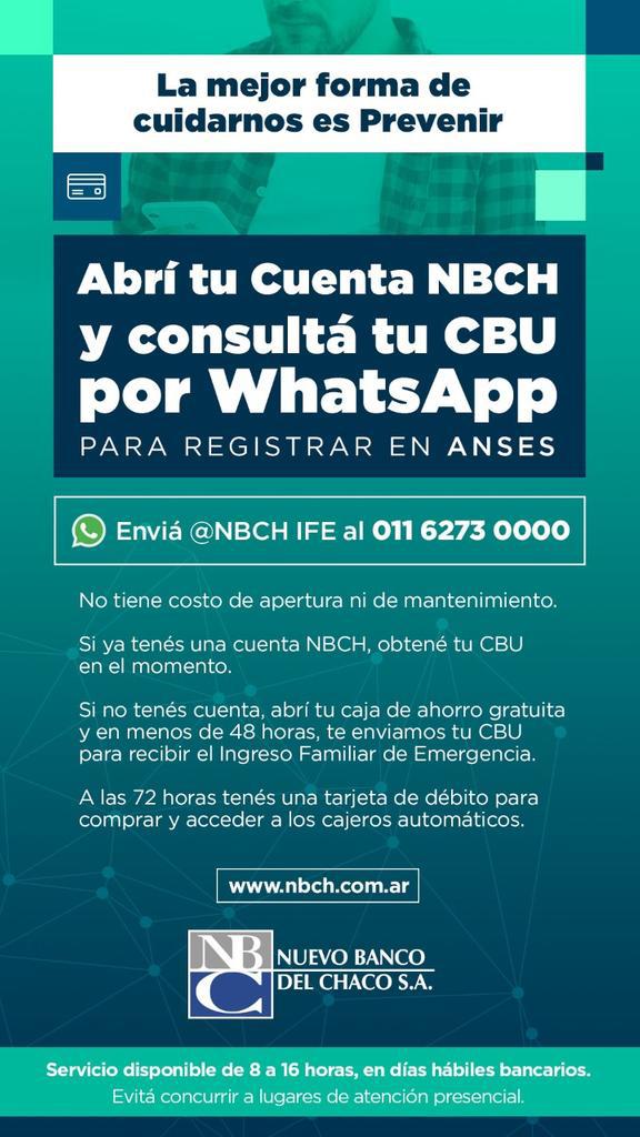 Ingreso Familiar de Emergencia El Nuevo Banco del Chaco habilita