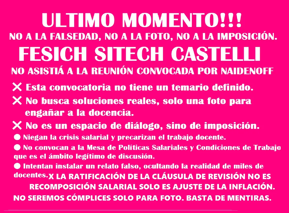 Fesich SItech Castelli no asistira a la reunion convocada por Naidenoff 25-02-28-01