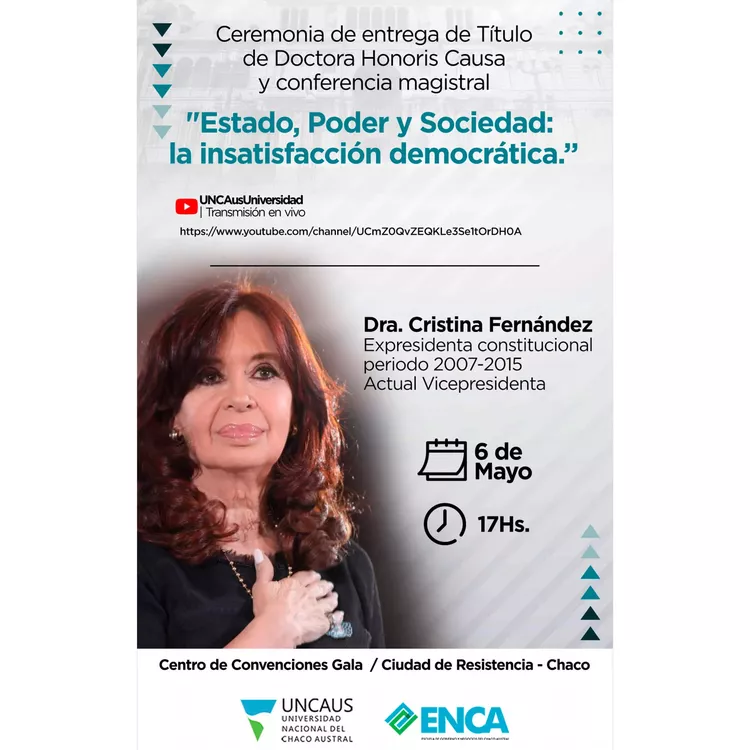 Cristina Kirchner llega este viernes 6 a Resistencia para el