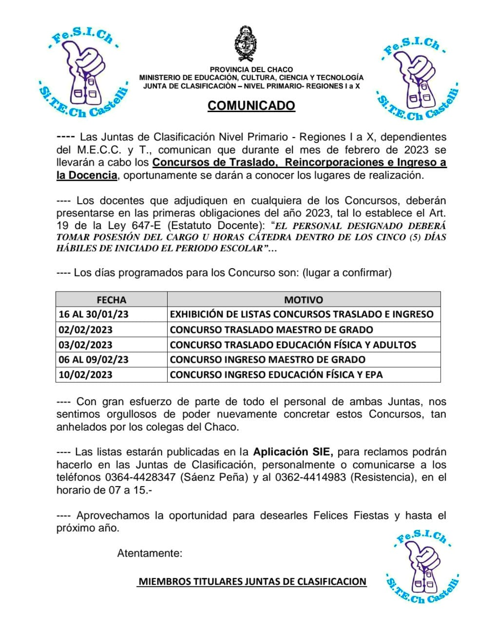 En enero y febrero se realizar n los concursos docentes