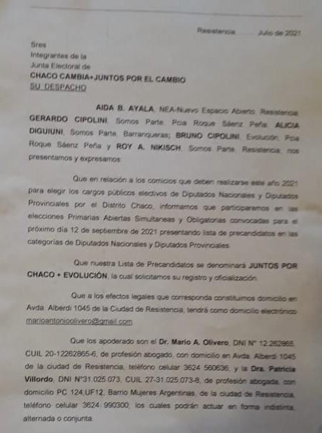 Presentan la lista Juntos por Chaco Evoluci n