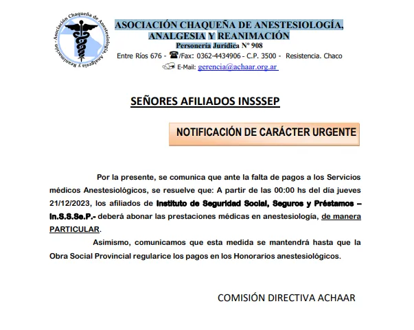 InSSSeP Advierten cortes de prestaciones anestesiol gicas