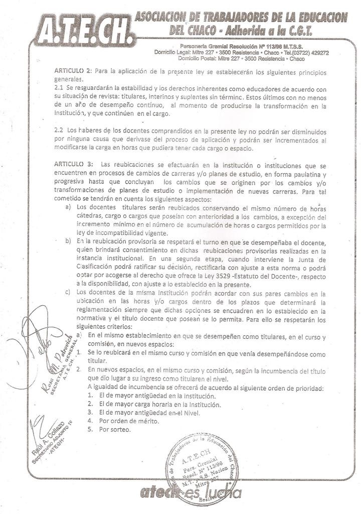 ATECh reafirma reclamos para la ampliación de la Ley de Resguardo