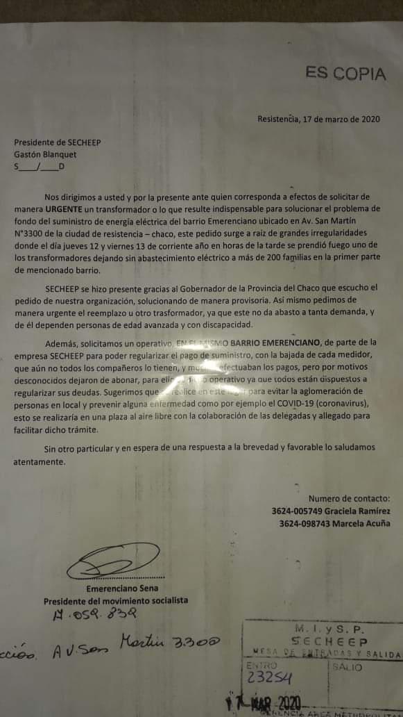 SEChEEP-nota para pedir bajada de luz 20-09-22