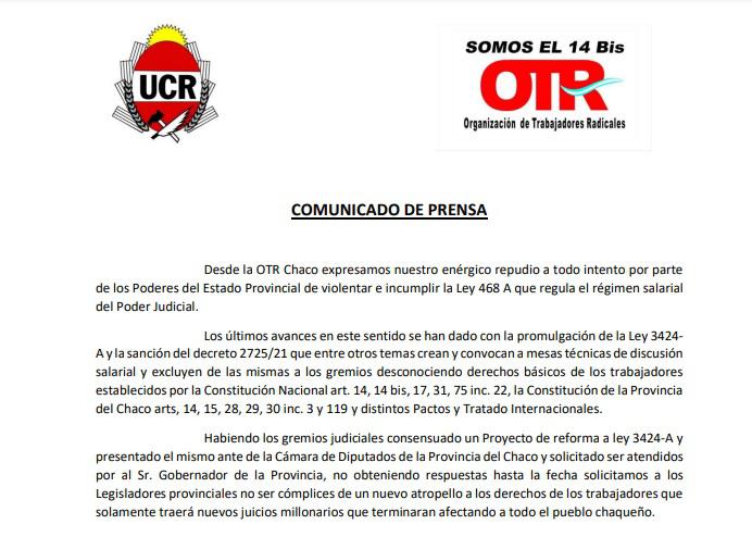 La OTR chaque a repudia intento de violentar la Ley que regula el